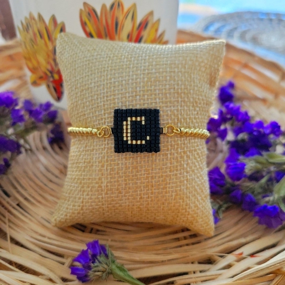 Handwoven Initial Letter Adjustable Bracelet